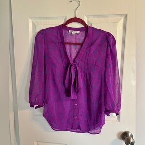 Purple Tie Patterned Blouse